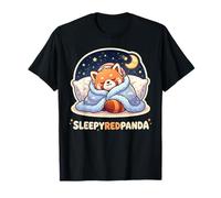 Pyjama Panda Rouge endormi Mignon Motif Animal Sauvage T-Shirt
