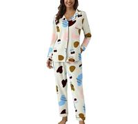 Pyjama Personnalisé Ensemble Short Pyjama Femme Deux Pièces Décontracté à Manches Longues Et Boutonné pour Femme Grenouillère Homme Femmes Ensemble Short Coffee XL