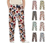 Pyjama Personnalisé pour Homme Bas de pyjama femme hiver Personnalisée Pyjamas personnalisable votre Photo de Visage idee cadeau original anniversaire de Noël couple,son copain,meilleure amie