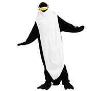 Pyjama pingouin en flanelle pour femme - Motif dessin animé, Noir , M