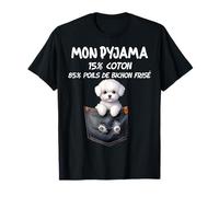 Pyjama Poils Bichon Frisé Chien Poche Homme Femme Enfant T-Shirt