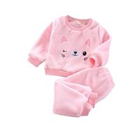 Pyjama Polaire Filles,Pyjama Hiver bébé Filles Impression de Dessin animé Chaud et Doux Vêtements de Nuit Épais Tenues De Détente 2 pièces Ensembles De Pyjama Manches Longues Hauts + Bas de Pyjama