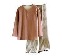 Pyjama Polaire Thermique, vêtement d'hiver Confortable et Doux, Tenue Deux pièces Confortable à Manches Longues pour se détendre et se prélasser à la Maison par Temps Froid. (Coffee, L)