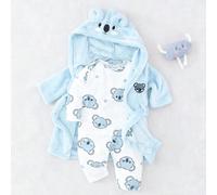 Pyjama pour bébé nouveau-né - Ensemble une pièce avec capuche bleu imprimé koala, body à manches longues et pieds, aspect doux, essentiel pour la nouvelle année 2026, polyvalent et confortable, style 