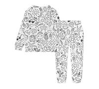 Pyjama pour Enfant A Colorier Ensemble De Vêtements Maison Peints DIY Peint à la Main Ensemble Pyjama Ensemble Deux Pièces Pyjama Haut à Manches Longues et Pantalon Colorier Pyjama pour Fille Garcon