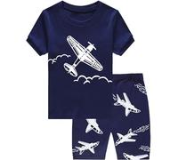 Pyjama pour enfant garçon 100 % coton motif camion de pompiers - Ensemble court d'été dinosaure phosphorescent - 2 à 7 ans - 5 à 6 ans, 1-1# Avion phosphorescent, 5-6 Years