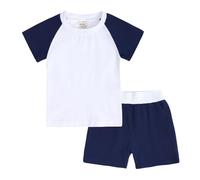 Pyjama pour Enfants garçons et Filles Coton Léger Pyjamas T Shirt Tops Pjs Shorts Doux Respirant 2 Pieces Classique Ensemble de vêtements Nuit Automne Printemps 2-9 Ans