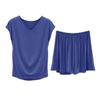 Pyjama pour femme en modal, ensemble de vêtements de détente pour femme, ensemble de survêtement britannique, ensemble de pyjama short pour femme, vêtements de nuit pour femme, pyjama assorti pour le