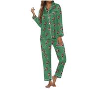 Pyjama pour femme Ensemble pyjama 2 pièces pour femme Haut long Combinaison d'intérieur automne et hiver Pantalon de pyjama confortable Ensembles de pyjama pour dormir et se détendre Grandes tailles