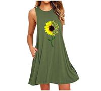 Pyjama pour femme - Grandes tailles - Robe de nuit en coton - Long - Sous-robe d'été - Sous-robe légère - Chemise de nuit - Robe débardeur - Pyjama ample - Robe décontractée - Robe de détente, Vert