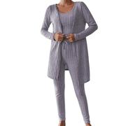 Pyjama pour femme - Long costume en tricot - Ensemble 2 pièces - Pour l'automne et l'hiver - Chaud - Ensemble pantalon et haut - Pour la course à pied, le yoga - Sous-vêtements thermiques, Violet