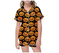 Pyjama pour GarçOn Fille 2 Pièces Ensemble Halloween Costume d'halloween Bebe Ensembles de Coton Bien serré Coupe troite Haut Pantalons Filles Nuit Cadeaux