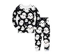 Pyjama pour GarçOn Fille 2 Pièces Ensemble Halloween Lot Ensembles de Bebe Coton VêTements Maison Simple Haut Top Pantalon Enfants et Adultes