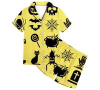 Pyjama pour GarçOn Fille De Halloween Enfant Ensemble Vêtements Nuit Assortis Simple Doux Surpyjama Haut Top Pantalon Filles Costume Cadeaux