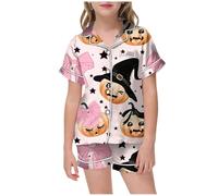 Pyjama pour GarçOn Fille De Halloween Lot 2 Ensembles et Ado Mignon Doux Tenue Pieces Enfant ou