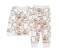 Pyjama pour GarçOn Fille De Halloween Lot 2 Ensembles et Ado VêTements Maison en Coton Doux Le Carnaval la Fête d'halloween