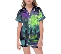 Pyjama pour GarçOn Fille De Halloween Lot 2 Ensembles Vêtements Nuit Assortis Mignon Simple Haut Top Pantalon Enfants et Adultes