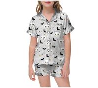 Pyjama pour GarçOn Fille Pyjamas Halloween Déguisements Lot 2 Ensembles de et Ado Filles Enfants Mignon Haut Pantalons Ensemble Adultes
