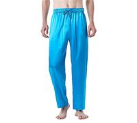 Pyjama pour homme avec cordon de serrage, pantalon de pyjama en soie doux pour la chambre à coucher, pantalon de détente avec taille élastique, pantalon décontracté léger pour le repos quotidien, les