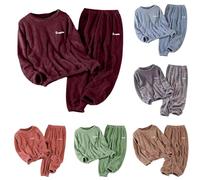 Pyjama pour homme en polaire douce et chaude, élégant, vêtement de nuit, pyjama à manches longues, pour homme, hiver, ensemble de pyjama deux pièces, 001 Bordeaux, 5XL