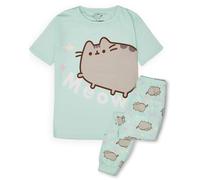 Pyjama Pusheen Filles | Jeunes Dames Vert Loungewear T-Shirt à Manches Courtes et Pantalon à Jambes Longues imprimé All-Over Pyjama Complet | Vêtements de Nuit pour Adolescents Merch Cadeau