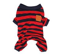 Pyjama rayé pour Chien à 4 Pattes, léger, Doux, Confortable, Tendance, Rouge et Bleu, vêtements pour Chien à Rayures pour Dormir à la Maison et se Promener quotidiennement, (S)