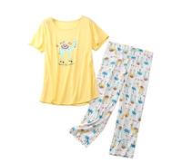 Pyjama Sexy pour Femme avec Ultra Douce imprimé Pajamas, Décontractée,col en Rond, T Shirtt et Long Pantalon, vêtements de Nuit Doux, vêtements de détente pour la Vie Quotidienne Femme 2026