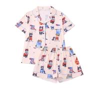 Pyjama Short à Manches Courtes Confortable et décontracté, idéal pour la Maison. Tenue Douce, Respirante et relaxante. Bonne Humeur au Petit Matin