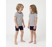 Pyjama short enfant en coton à rayures Petit Bateau - blanc - Taille 8 ans 8A blanc/bleu