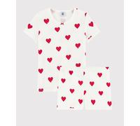 Pyjama short enfant en coton imprimé caurs Petit Bateau - blanc - Taille 3 ans 3A blanc/rouge