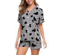 Pyjama Short Femme 2 Pièces Sets Pjs Summer Lingerie Sleepwear Décontractée Adulte Casual Ensembles Pajamas Top Manches Courtes Shorts Deguisement Rouge Set Pas Cher Pyjama Été Femme