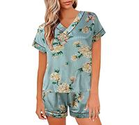 Pyjama Short Femme 2 Pièces Sets Pjs Summer Lingerie Sleepwear Décontractée Adulte Casual Ensembles Pajamas Top Manches Courtes Shorts Deguisement Rouge Set Pas Cher Pyjama Été Femme