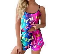 Pyjama Short Femme Été Ensemble Pour Femmes Enceintes Extensible En Lin Respirant Lingerie Sexy Vêtements De Nuit Court Elle 2 Pièces Pantacourt Satin Ajusté Et Avec Chapeau Accessoires Rose vif XXL