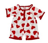 Pyjama tout-en-un motif cœur 40 cm - Vêtements ours en peluche - Compatible avec les oursons Build a Bear Teddies Rouge, Rouge, 16 inch - 40 cm