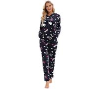 Pyjama Une Pièce en Polaire pour Femme - Chaud Et Doux Pilou Sleepwear avec Fermeture Éclair - Vêtement De Nuit en Peluche - Combinaison Hiver Pas Cher