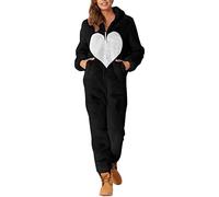 Pyjama Une Pièce en Polaire pour Femme - Chaud Et Doux Pilou Sleepwear avec Fermeture Éclair - Vêtement De Nuit en Peluche - Combinaison Hiver Pas Cher