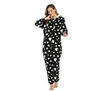 Pyjama Une Pièce en Polaire pour Femme - Chaud Et Doux Pilou Sleepwear avec Fermeture Éclair - Vêtement De Nuit en Peluche - Combinaison Hiver Pas Cher