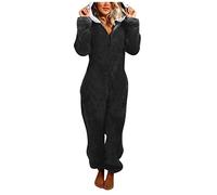 Pyjama Une Pièce en Polaire pour Femme - Combinaison Chaude Sherpa avec Capuche et Fermeture Éclair - Grenouillère Longue et Douce - Vêtement de Nuit d'Intérieur