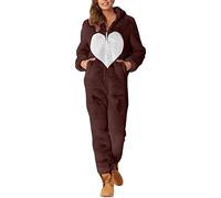 Pyjama Une Pièce en Polaire pour Femme Pyjama Chaud Et Doux Pyjama Femme en Pilou Sleepwear Et Fermeture Éclair Vêtement De Nuit en Peluche Pyjama Hiver Femme Polaire Combinaison Pas Cher