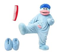 Pyjama Une Pièce Monstre Rigolo Polaire, Combinaison Onesie Peluche Extra Doux à Capuche, Deguisement Adulte Famille, Ensemble 3 Pièces Pyjama Peigne Chaussons, Loungewear Confortable Maison
