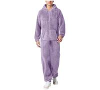 Pyjama une pièce pour homme pyjama en flanelle à manches longues pyjama chaud d'hiver costumes en peluche pour hommes vêtements décontractés