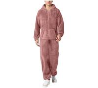 Pyjama une pièce pour homme pyjama en flanelle à manches longues pyjama chaud d'hiver costumes en peluche pour hommes vêtements décontractés