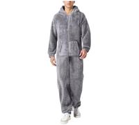 Pyjama une pièce pour homme pyjama en flanelle à manches longues pyjama chaud d'hiver costumes en peluche pour hommes vêtements décontractés