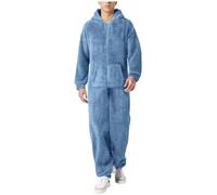 Pyjama une pièce pour homme pyjama en flanelle à manches longues pyjama chaud d'hiver costumes en peluche pour hommes vêtements décontractés