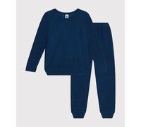 Pyjama uni en bouclette éponge grattée enfant Petit Bateau - bleu - Taille 5 ans 5A bleu