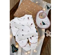 Pyjama velours bébé fille + bavoir coffret cadeau noël écru 36M(97CM)