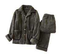 Pyjama Velours Homme Pilou Ensemble Pyjama Hiver Chaud, 2 PièCes en Flanelle Polaire VêTement De Nuit Chaud Combinaison D'IntéRieur pour Homme Long Pyjamas en Velours Haut Et Pantalons Automne Hiver