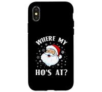 Pyjama « Where My Hos at Christmas » avec Visage de Père Noël Coque pour iPhone X/XS