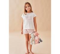 Pyjamas 2 pièces court en jersey, écru/rose 12M