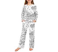 Pyjamas De Noel Pour Enfants - Ensemble De Pyjama De Noël Vêtements De Nuit Chaud Pour L'hiver Chemise à Manches Longues Et Pantalon élastique Vêtements De Détente Avec Motifs De Noël de 3 à 12 ans